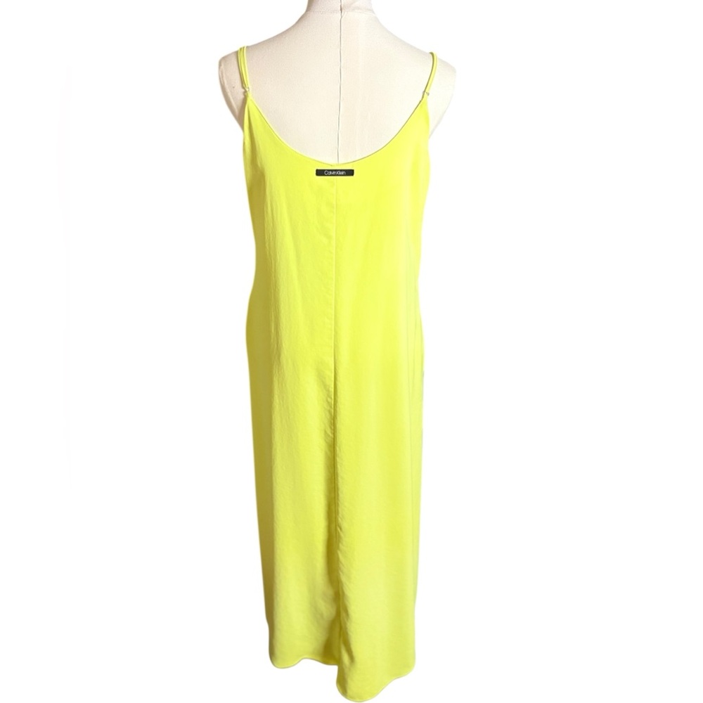 CALVIN KLIEN lemon yellow maxi slip dress in Sz S - Picture 3 of 8